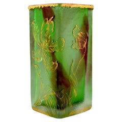 Daum Nancy, France, Light Green Art Nouveau Vase in Art Glass