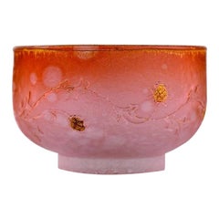 Daum Nancy, France, Pink Art Nouveau Miniature Bowl in Hand Painted Art Glass