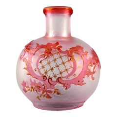 Daum Nancy, France, Pink Art Nouveau Miniature Vase in Hand Painted Art Glass