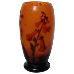 Antique Daum Nancy French Art Deco Nouveau Cameo and Enameled Vase