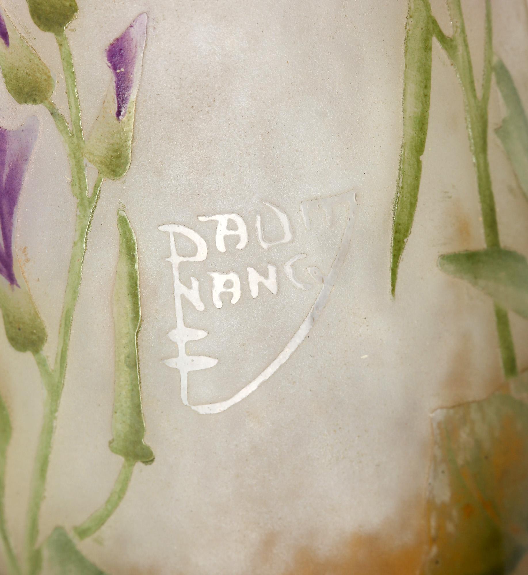 Daum Nancy French Art Nouveau Miniature Cameo Glass Vase with Violets For Sale 4