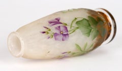 Daum Nancy French Art Nouveau Miniature Cameo Glass Vase with Violets