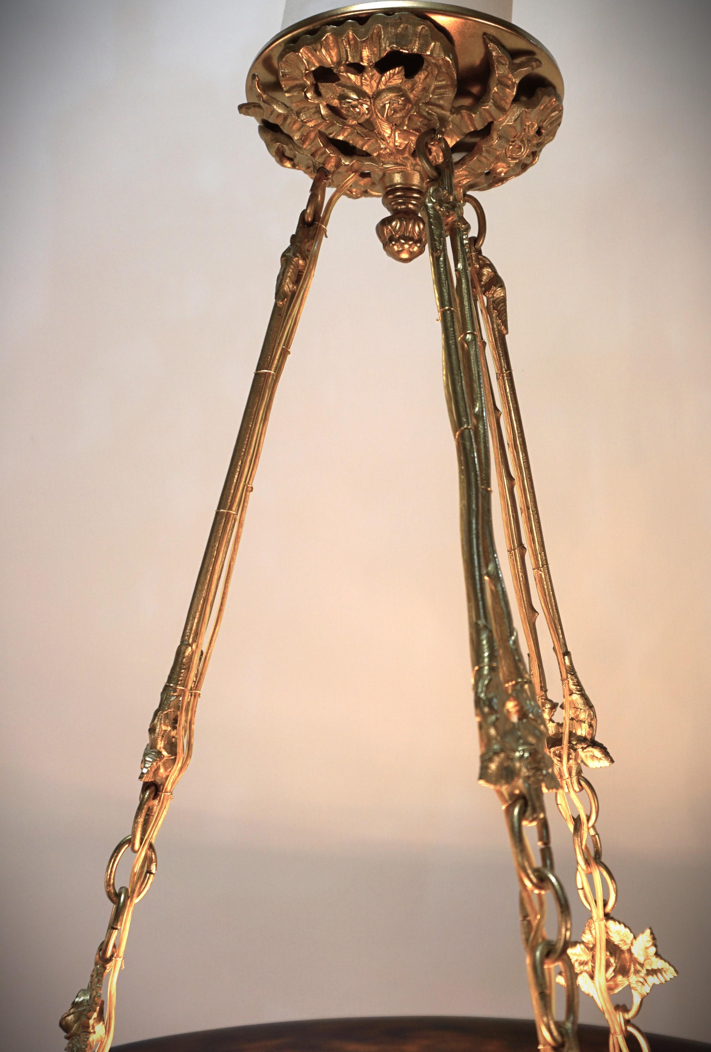 Early 20th Century Daum Nancy French Art Nouveau Pendant Chandelier For Sale