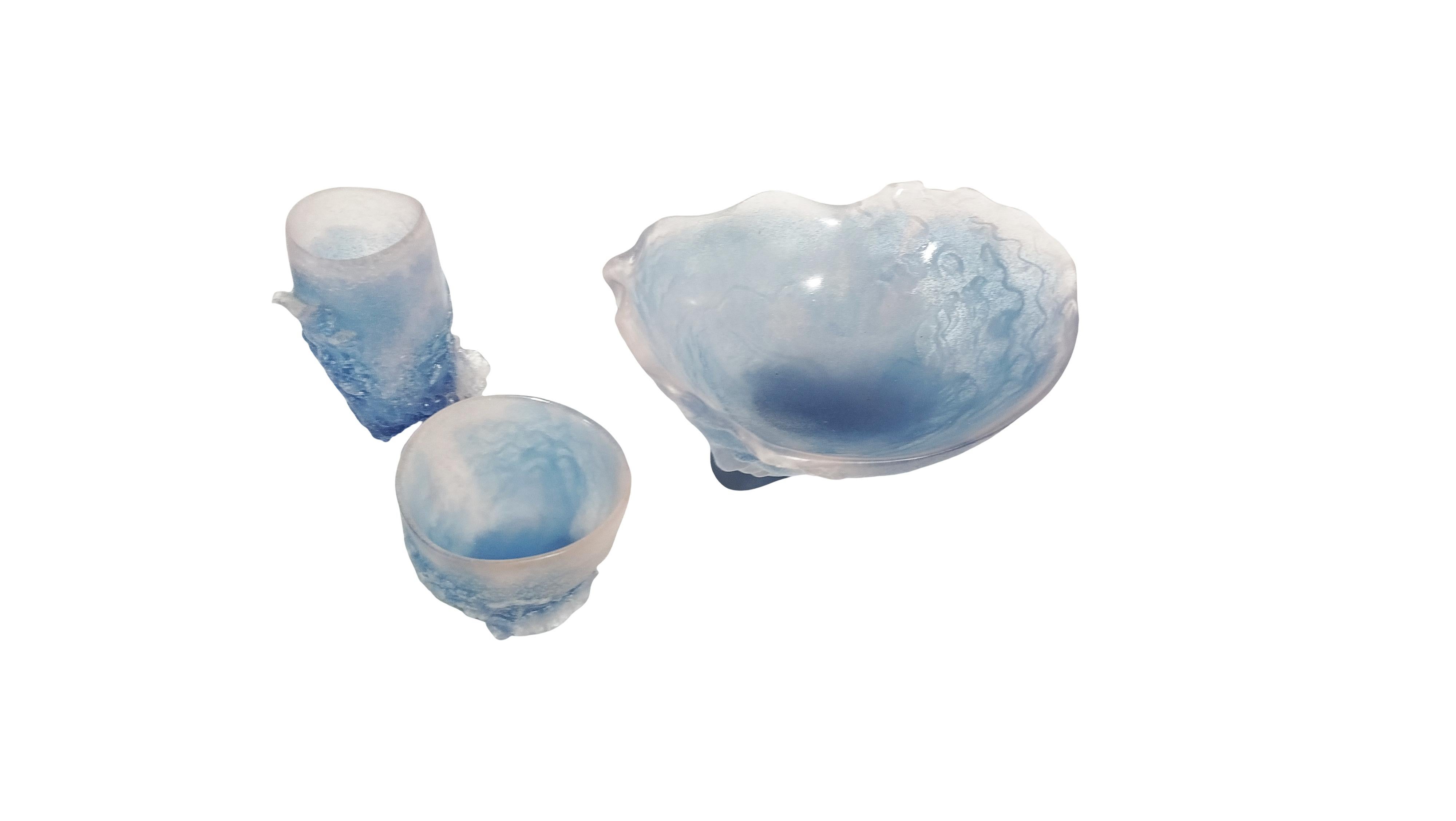 Daum-Nancy Obstschale und zwei Vasen (Glas) im Angebot