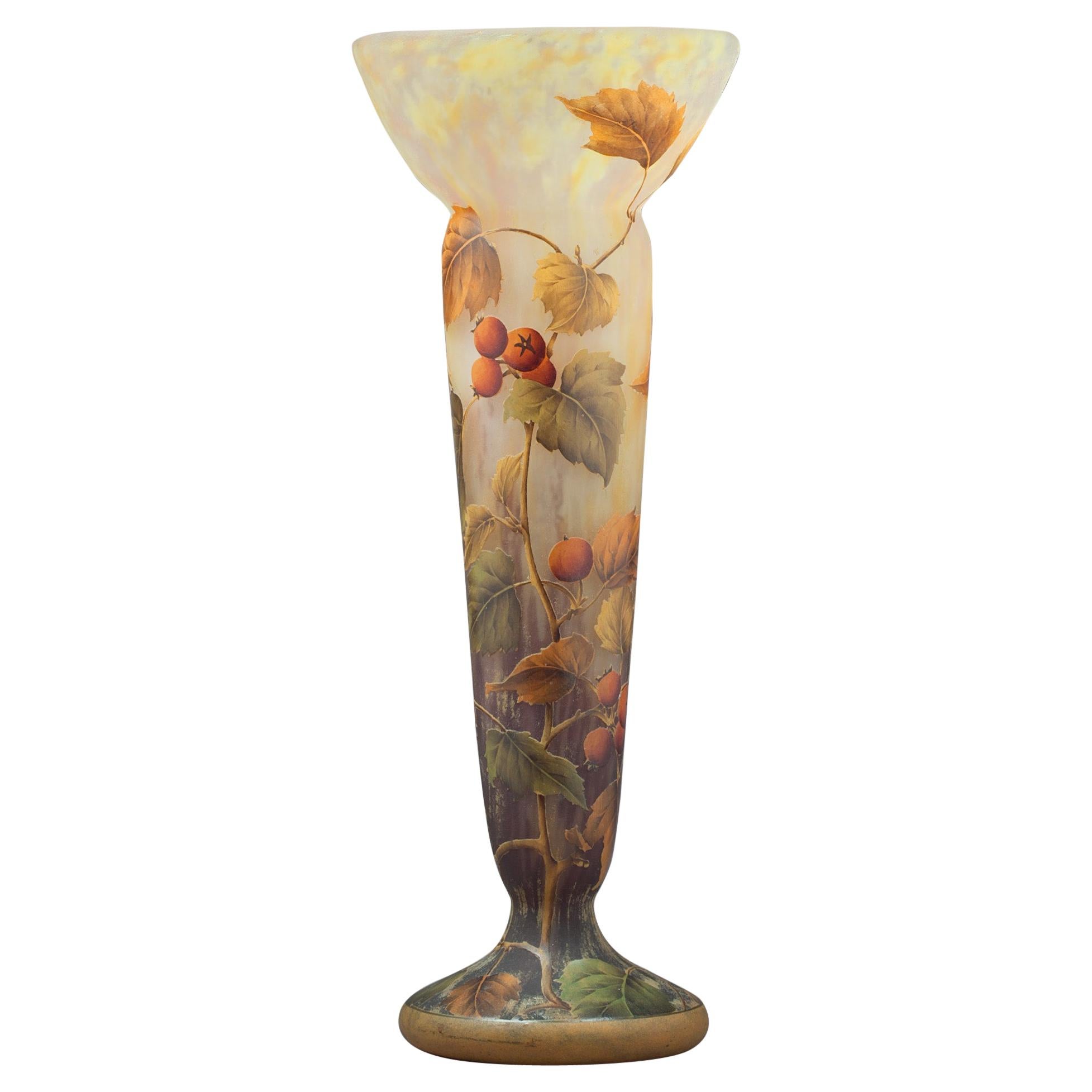 Daum Nancy Fruit Vase, Circa 1900 For Sale