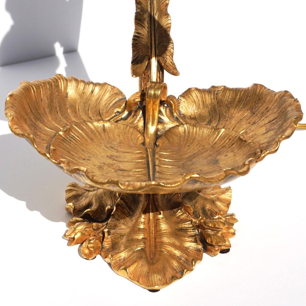 Daum Nancy Gilt Bronze Art Nouveau Lamp For Sale 4