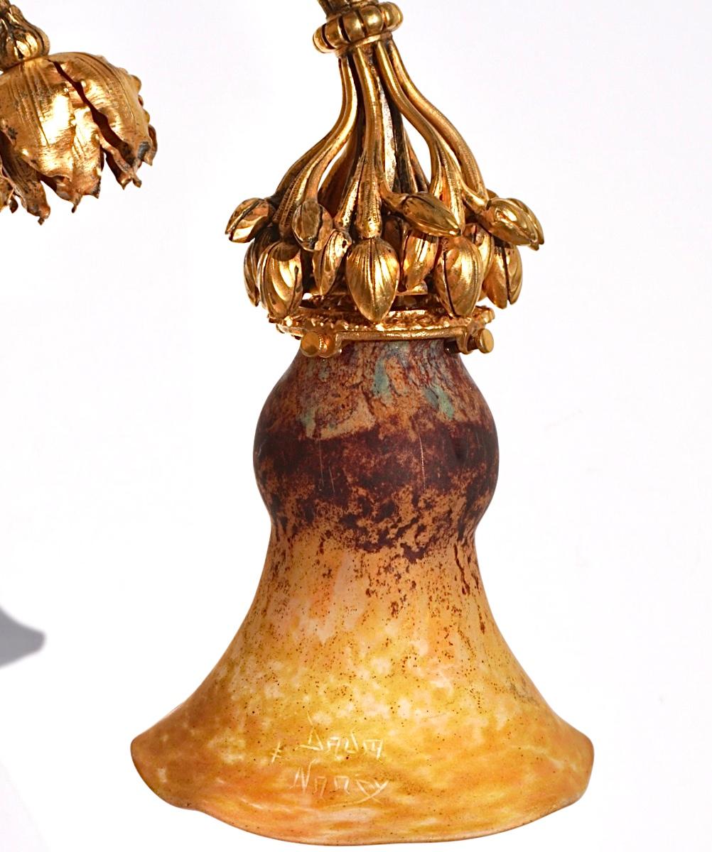 Jugendstil-Lampe von Daum Nancy, vergoldete Bronze 4