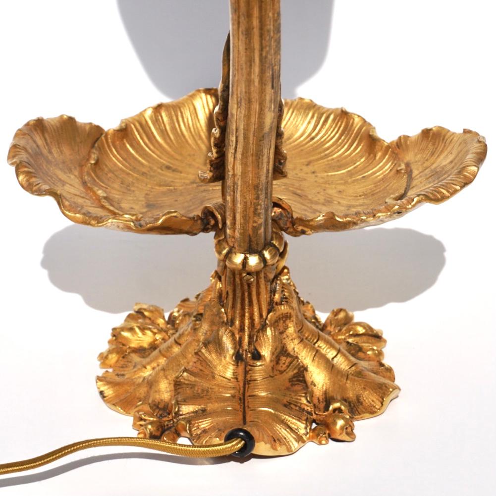 Daum Nancy Gilt Bronze Art Nouveau Lamp In Excellent Condition For Sale In Dallas, TX