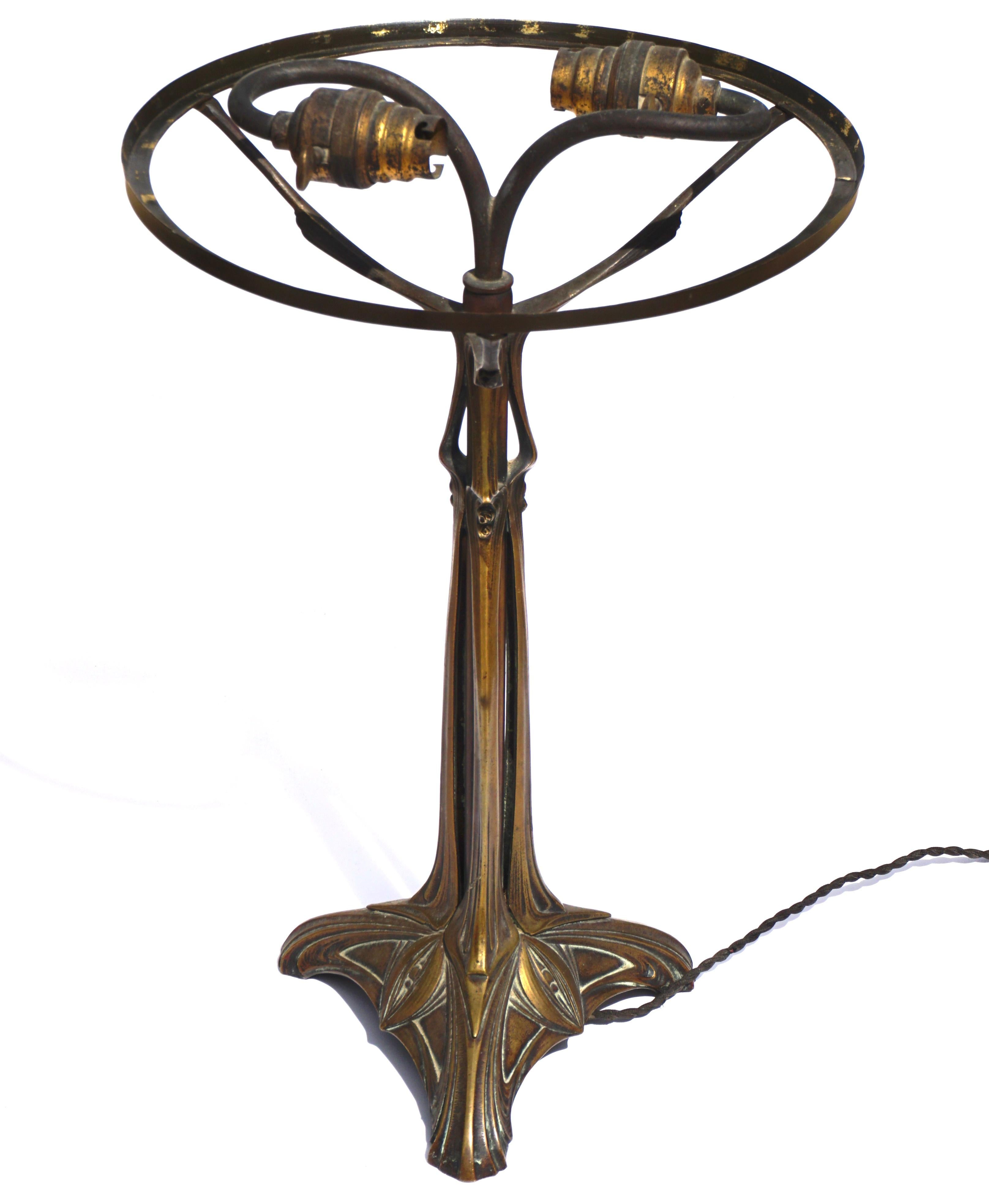 Art Glass Daum Nancy Gingko Martele Art Nouveau Lamp