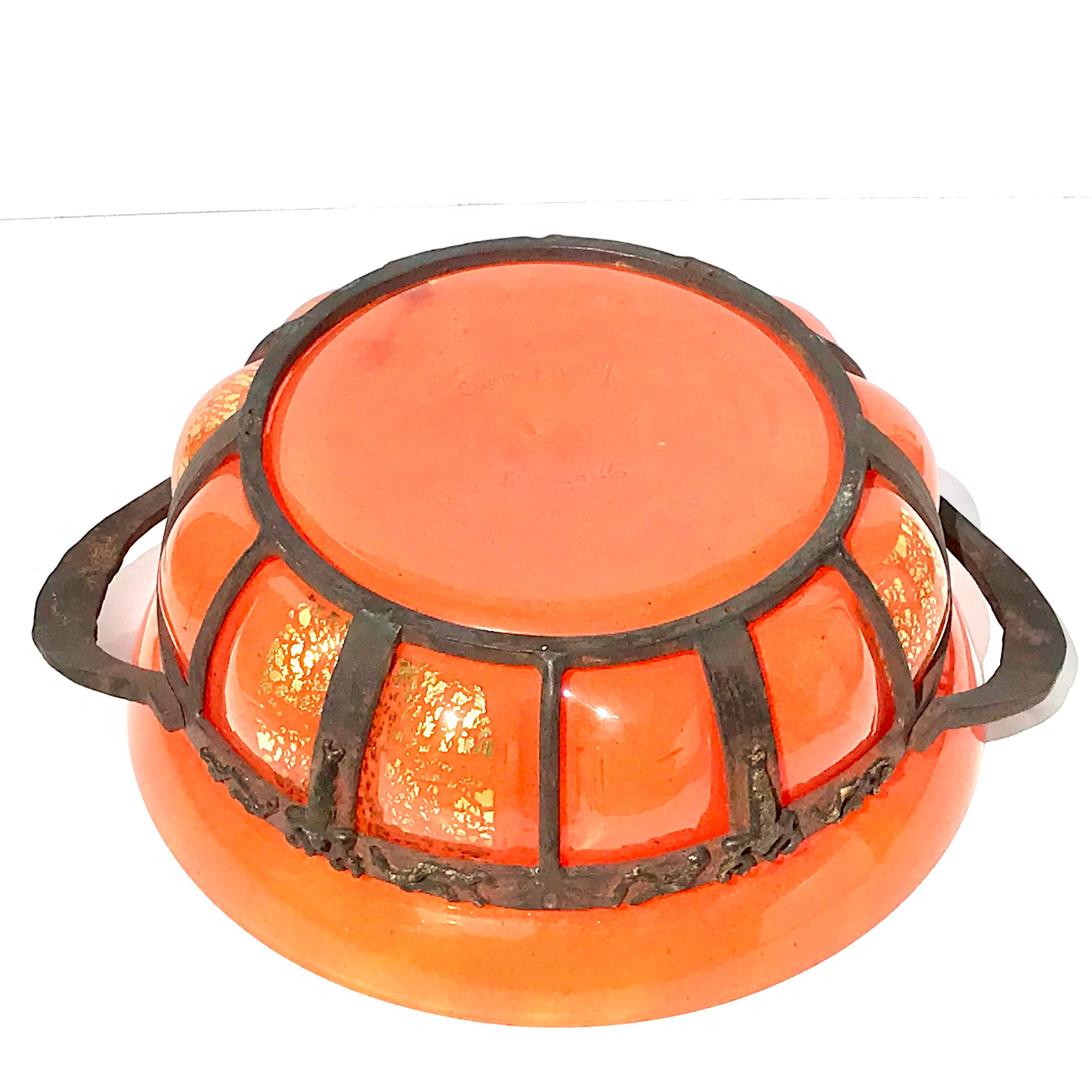 Art Glass Daum Nancy Glass and Louis Majorelle iron Art Nouveau Bowl For Sale