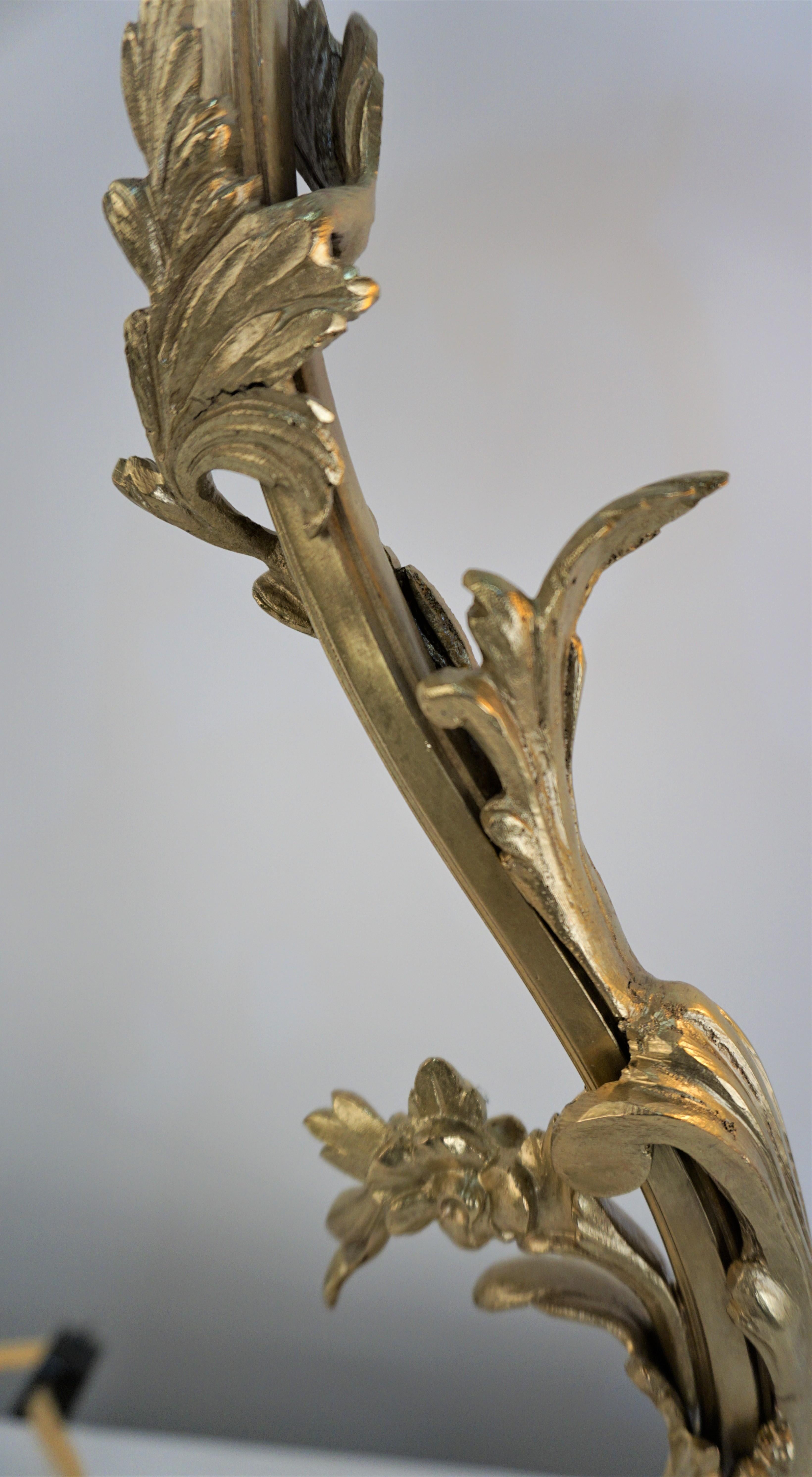 Daum Nancy Glass Art Nouveau Bronze Table Lamp For Sale 2