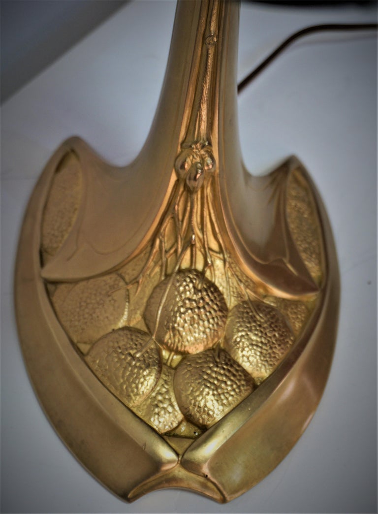 Daum Nancy Glass Dore Bronze Art Nouveau Table Lamp For Sale 5
