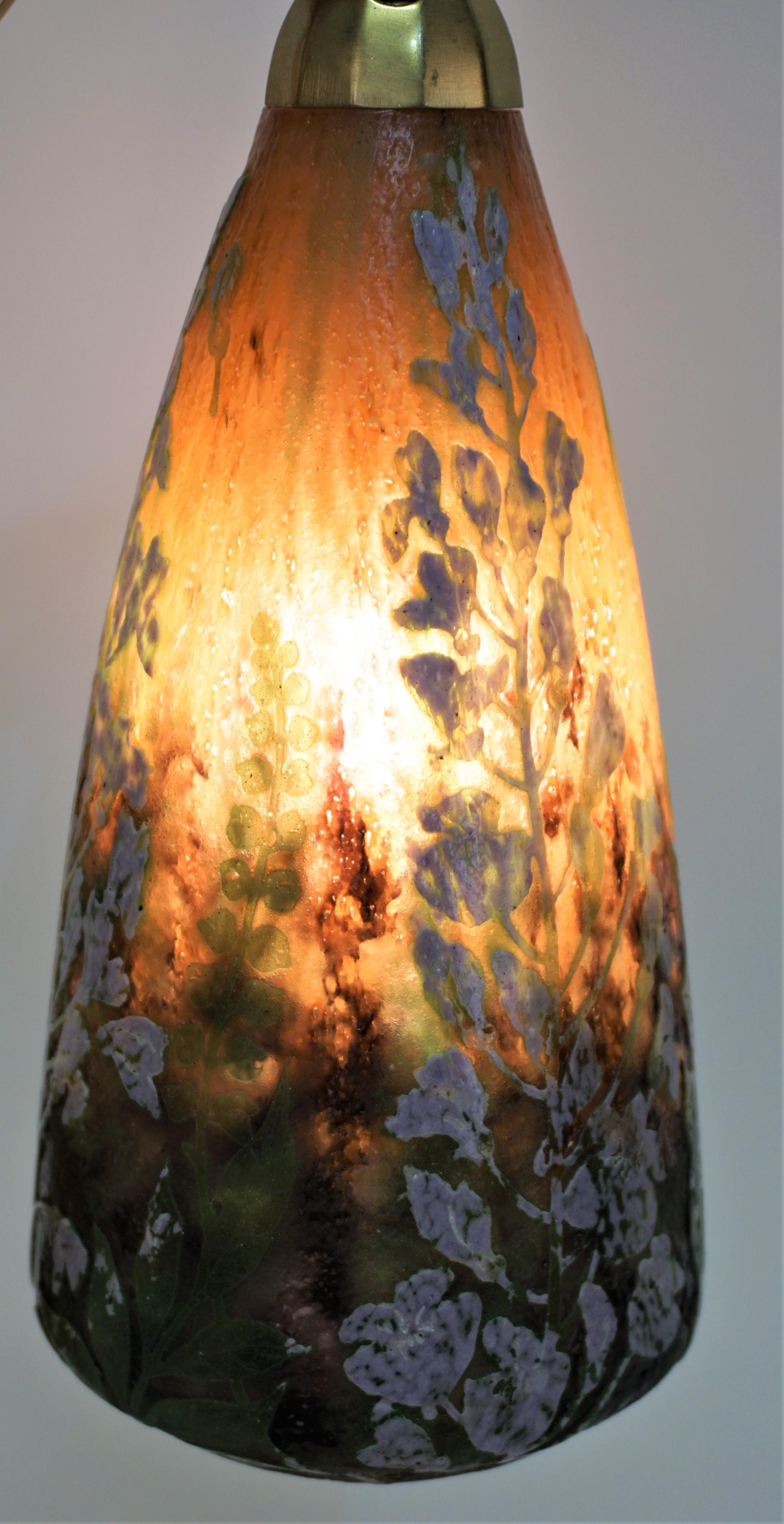 Gilt Daum Nancy Glass Dore Bronze Art Nouveau Table Lamp