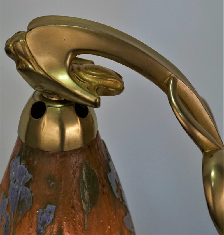 Daum Nancy Glass Dore Bronze Art Nouveau Table Lamp For Sale 3