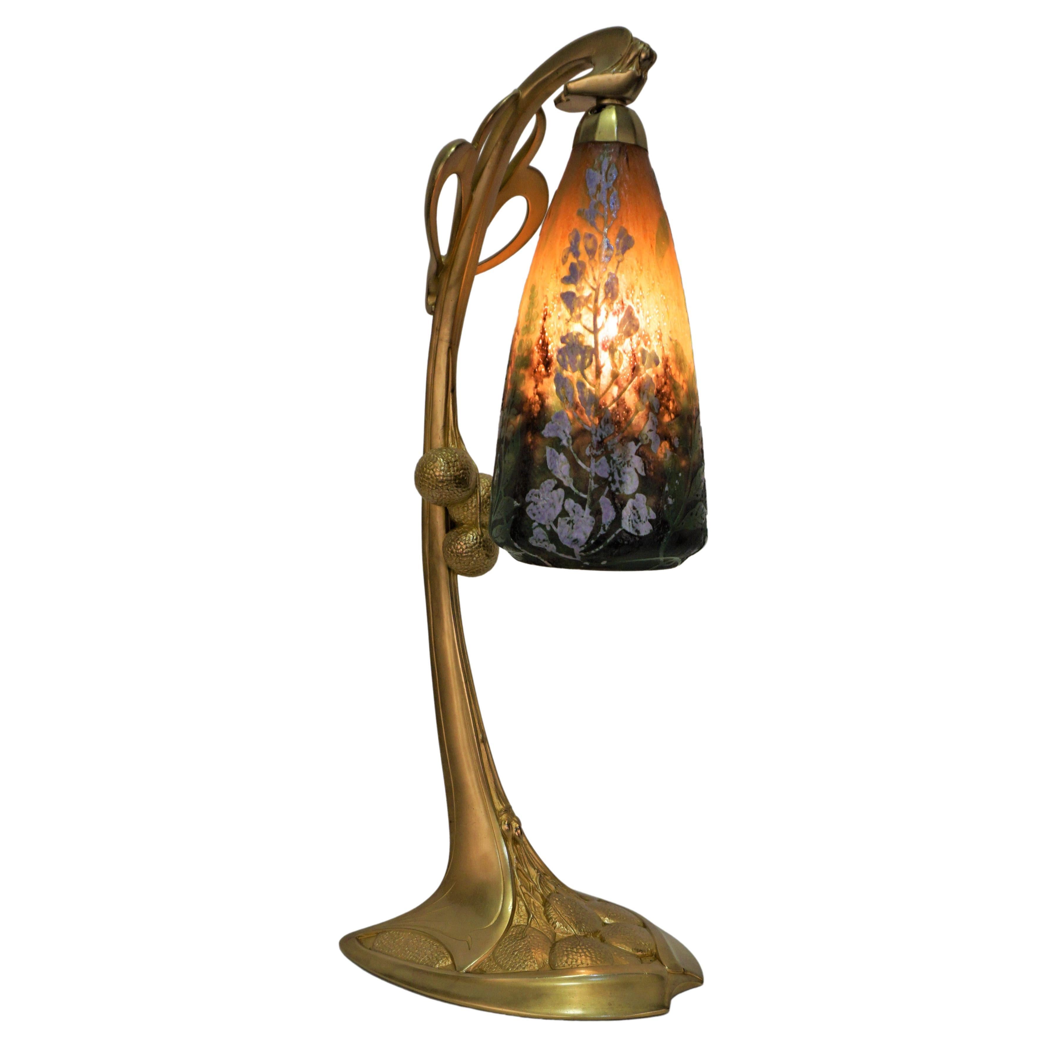 Daum Nancy Glass Dore Bronze Art Nouveau Table Lamp