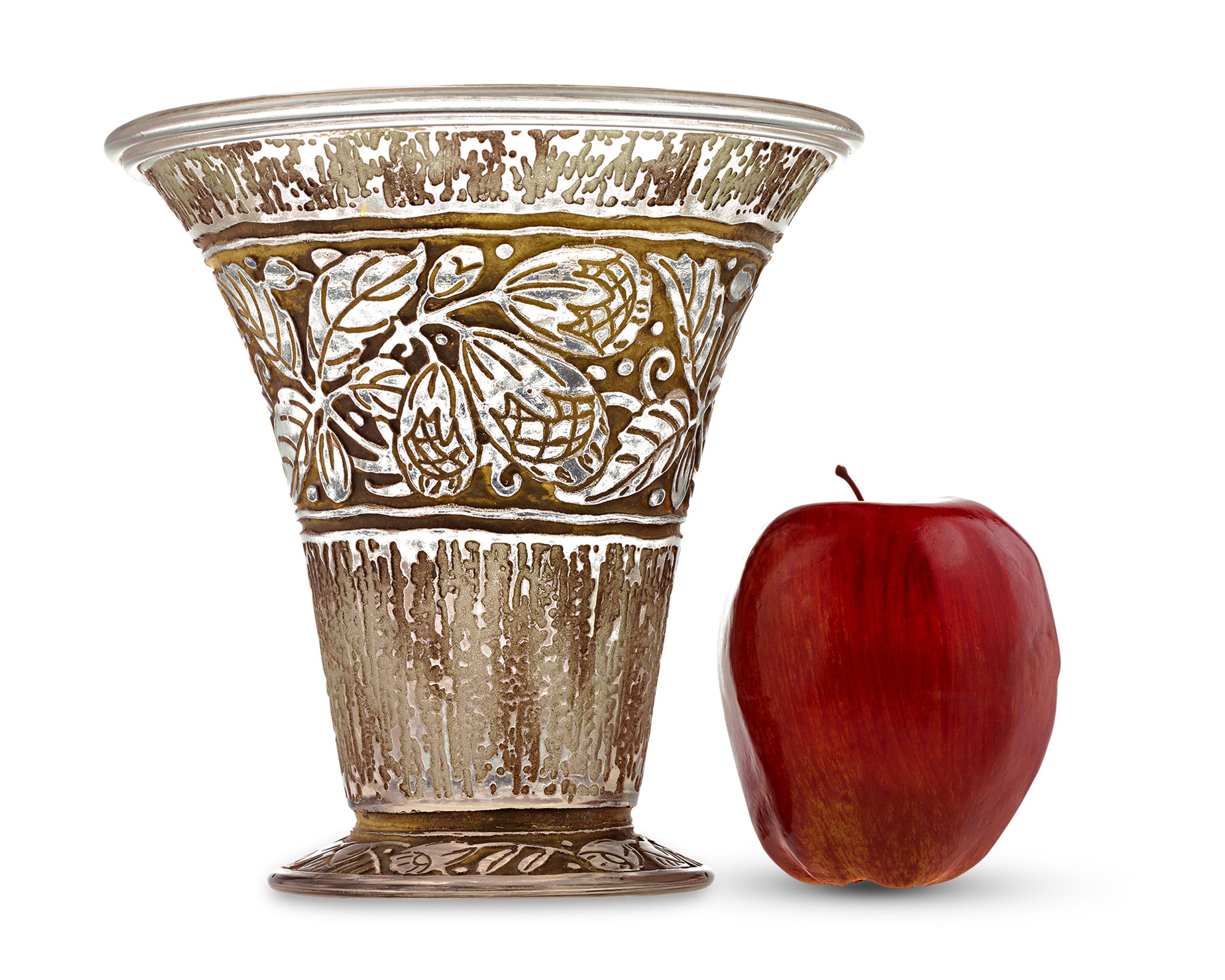 Etched Daum Nancy Glass Vase For Sale
