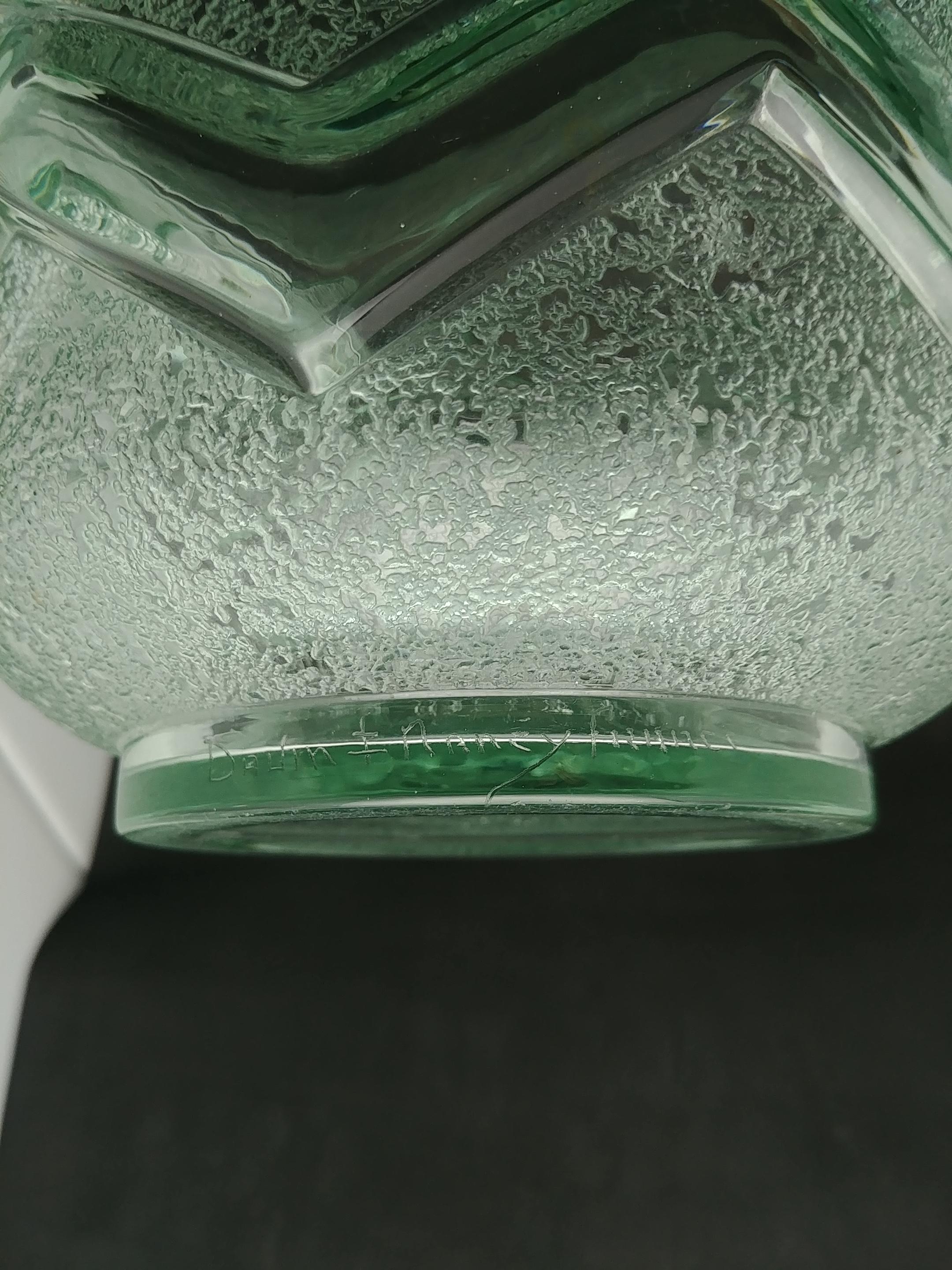 Beautifull aqua green Daum Nancy glass vase, signed.