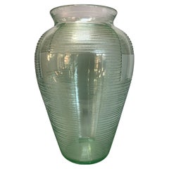 Daum Nancy Green Art Deco Vase Geometric Decor