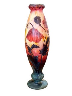 Daum Nancy Important Vase Art Nouveau "Aux Pavots"