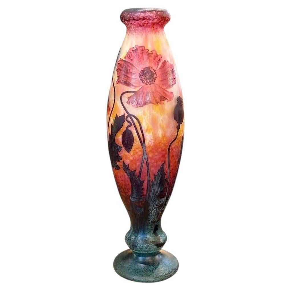 Daum Nancy, importante vaso in stile Art Nouveau "Aux Pavots"