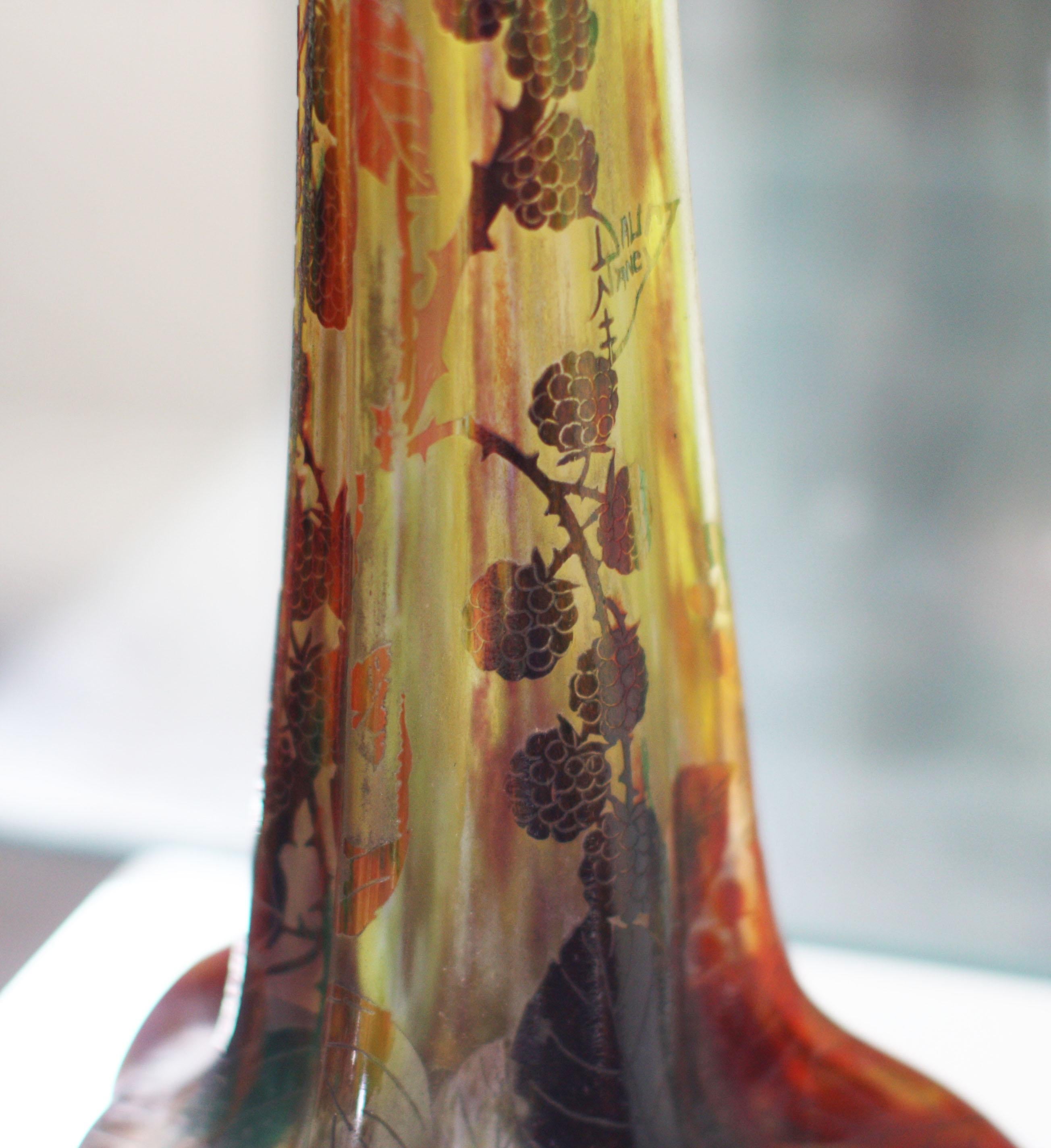 Early 20th Century Daum Nancy Internally Decorated Cameo Glass Vase France, circa 1910 For Sale