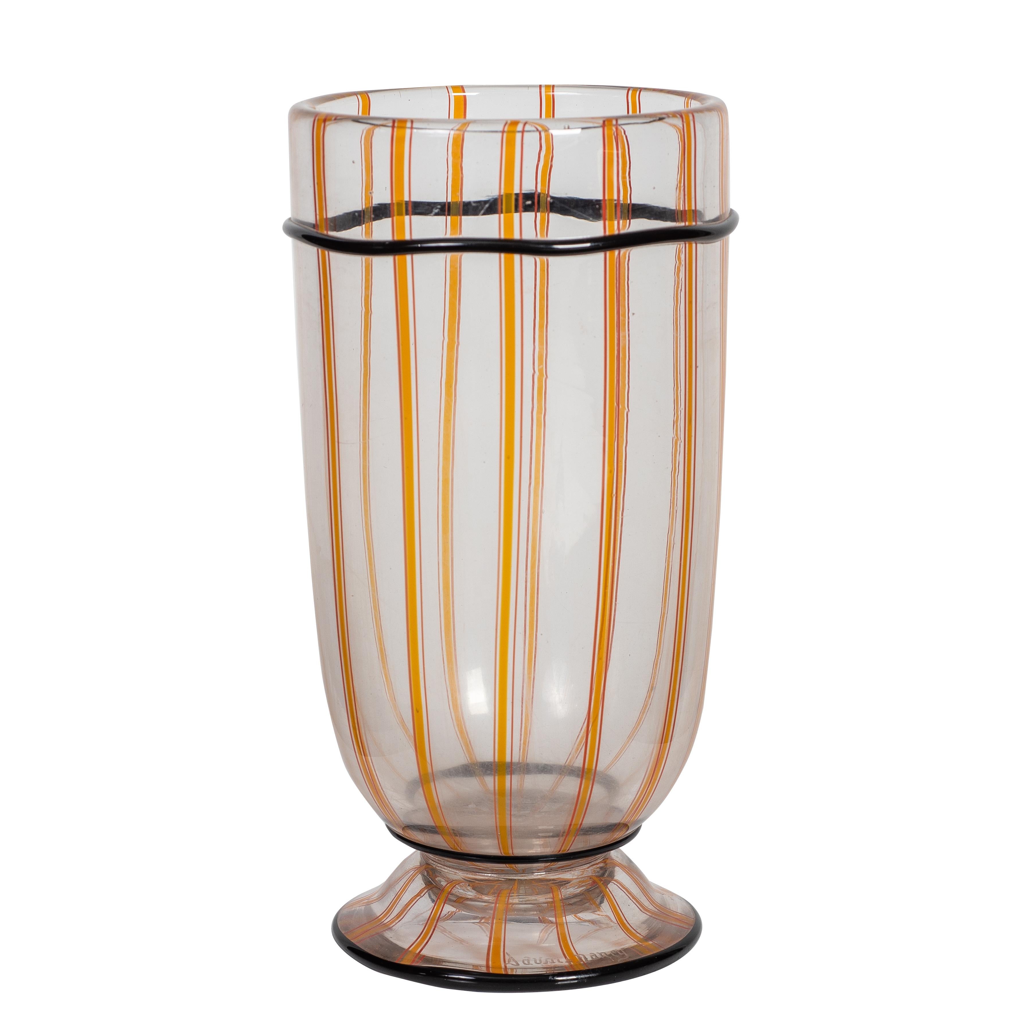 Early 20th Century Daum Nancy Internally Decorated Glass Vase, with Applied Decoration France For Sale