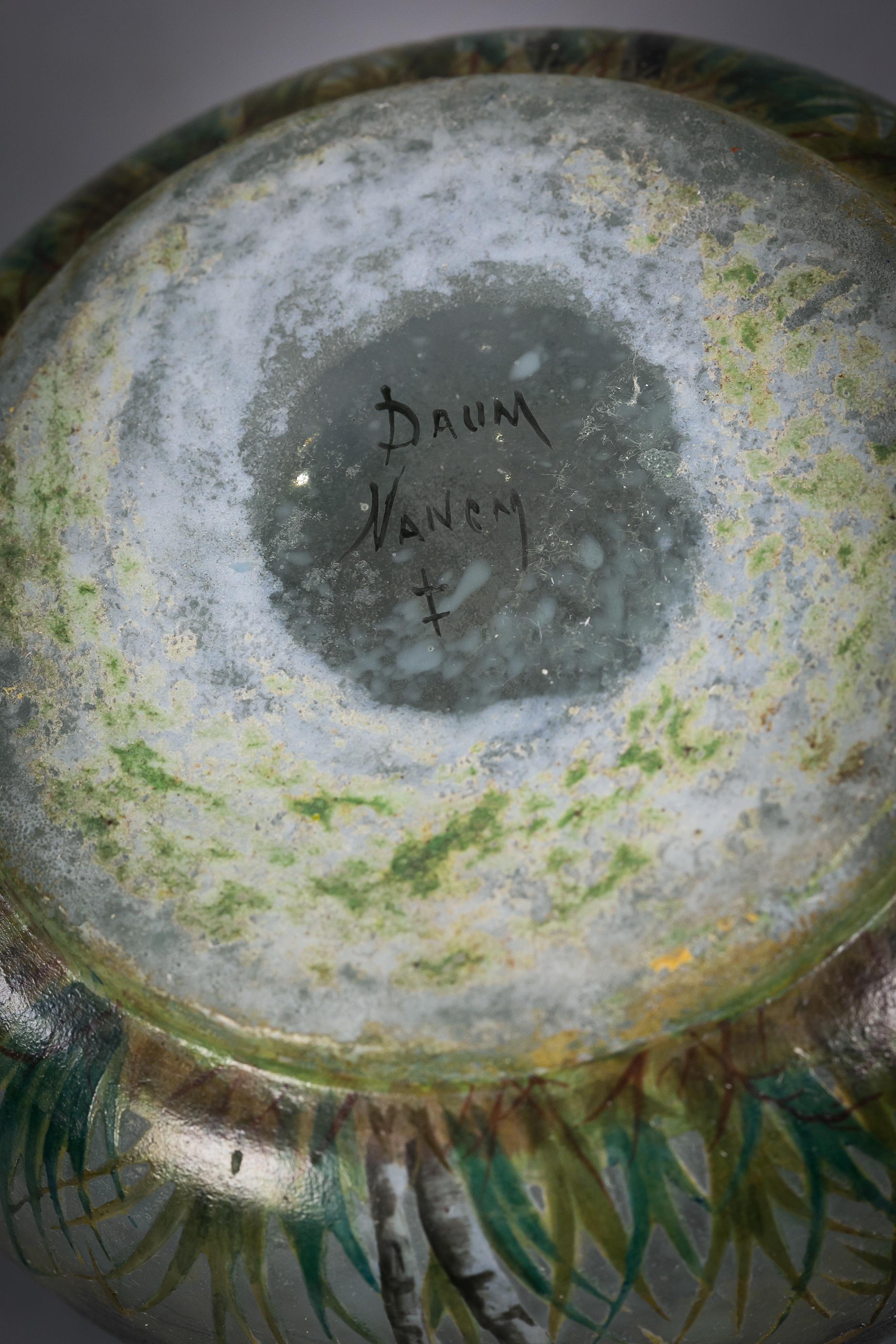 Français Daum Nancy Landscape Bowl, circa 1900 en vente