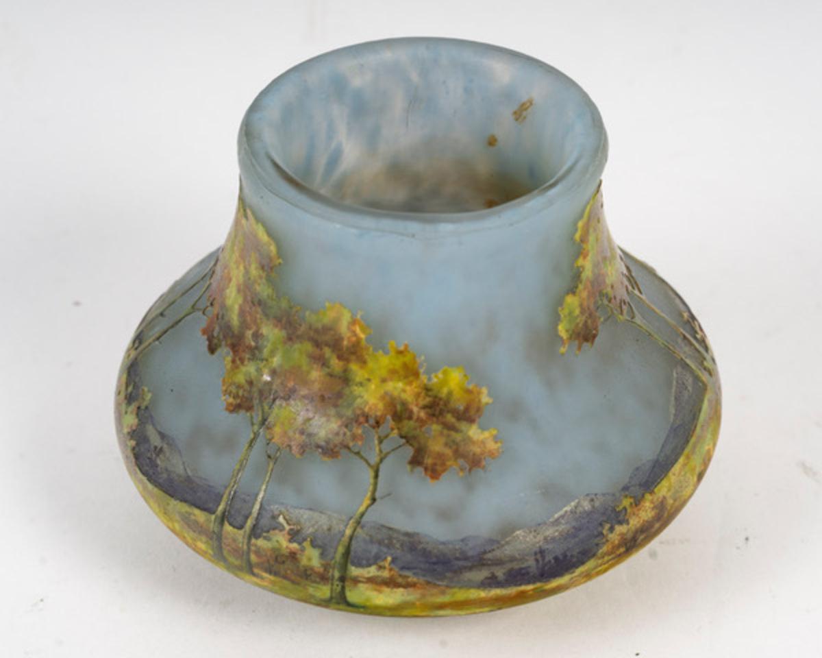 Glass DAUM Nancy, Landscape Vase For Sale