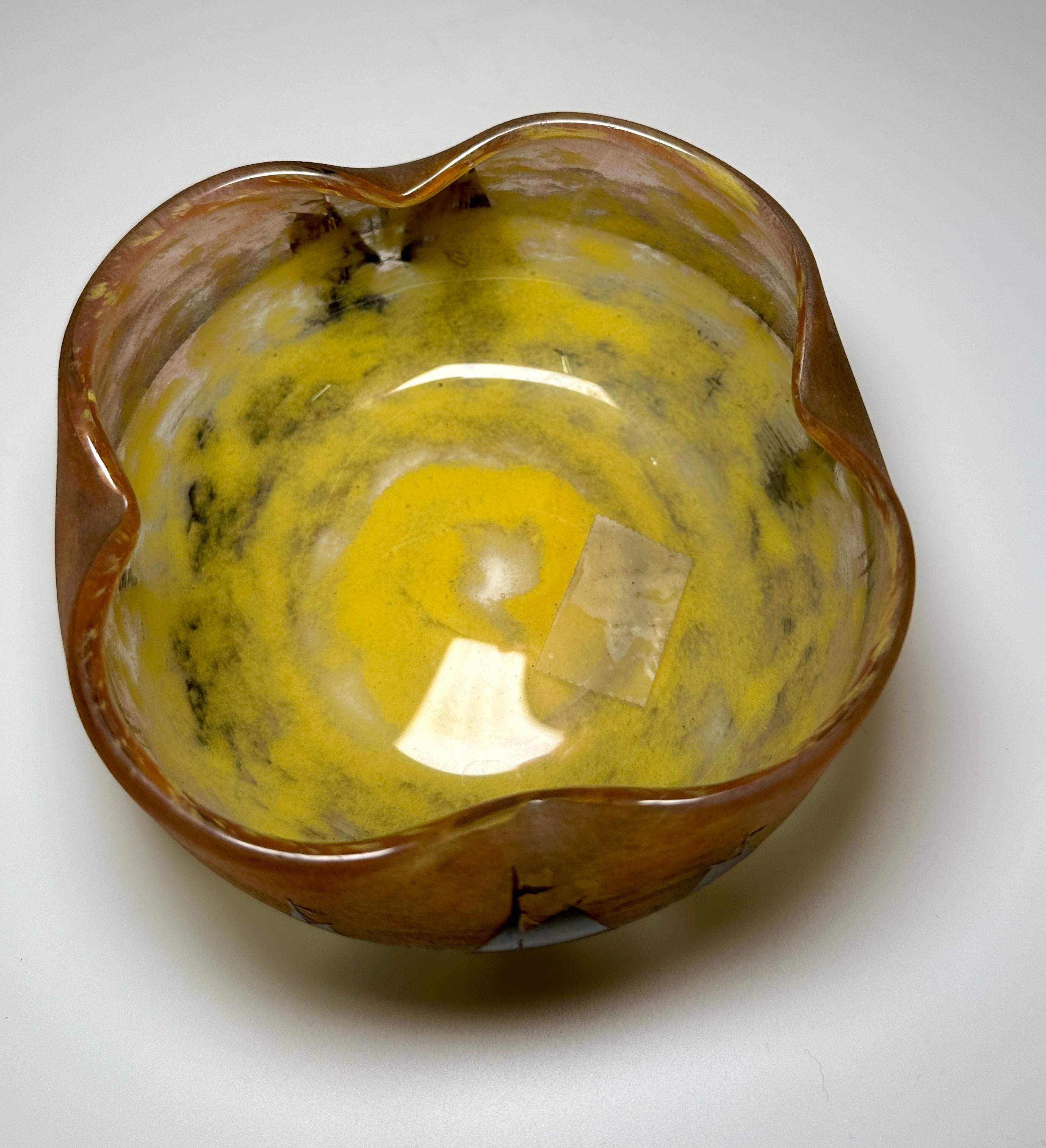 20th Century Daum Nancy Lobed Bowl, circa 1900 For Sale