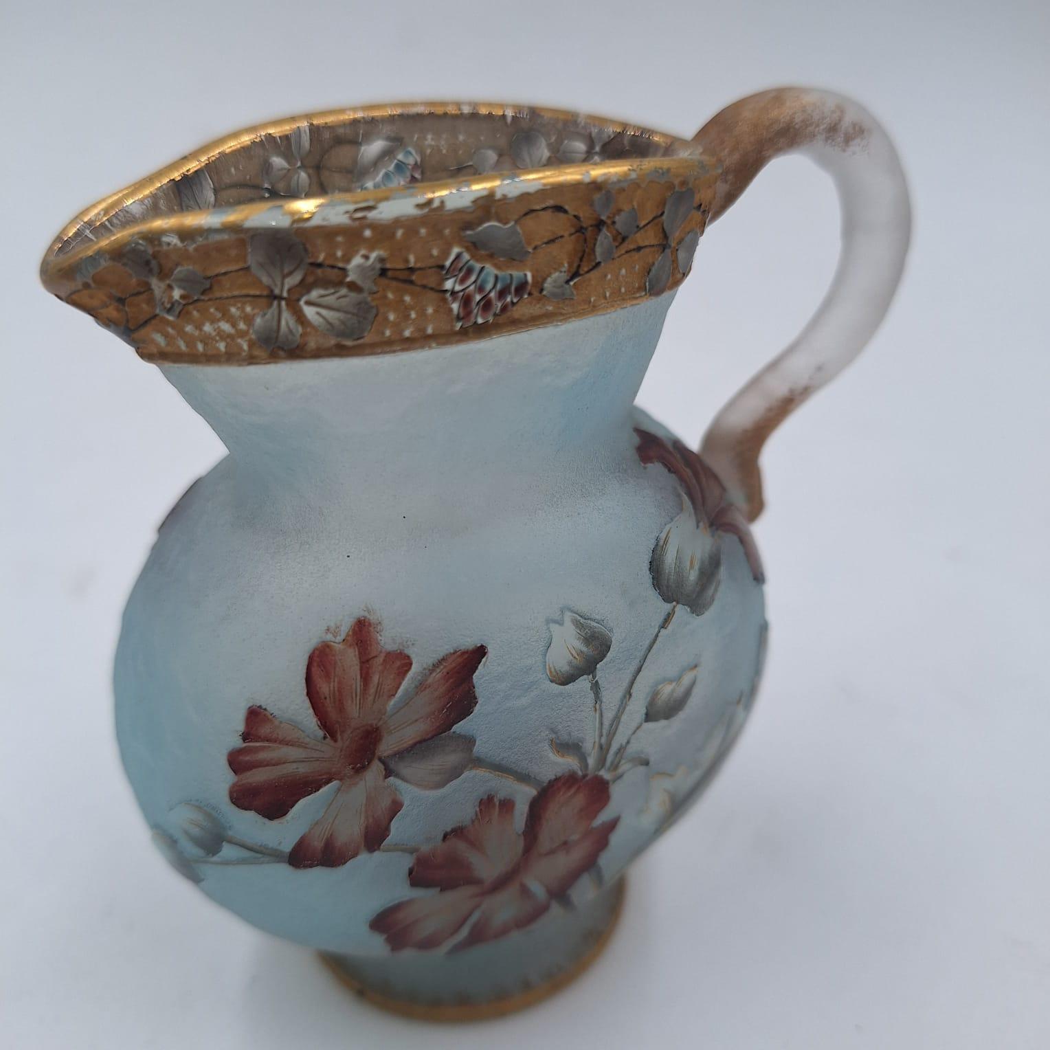 Art Nouveau Brocca smaltata in miniatura Daum Nancy in vendita