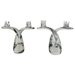 Daum Nancy pair of french glass candelabra circa 1950