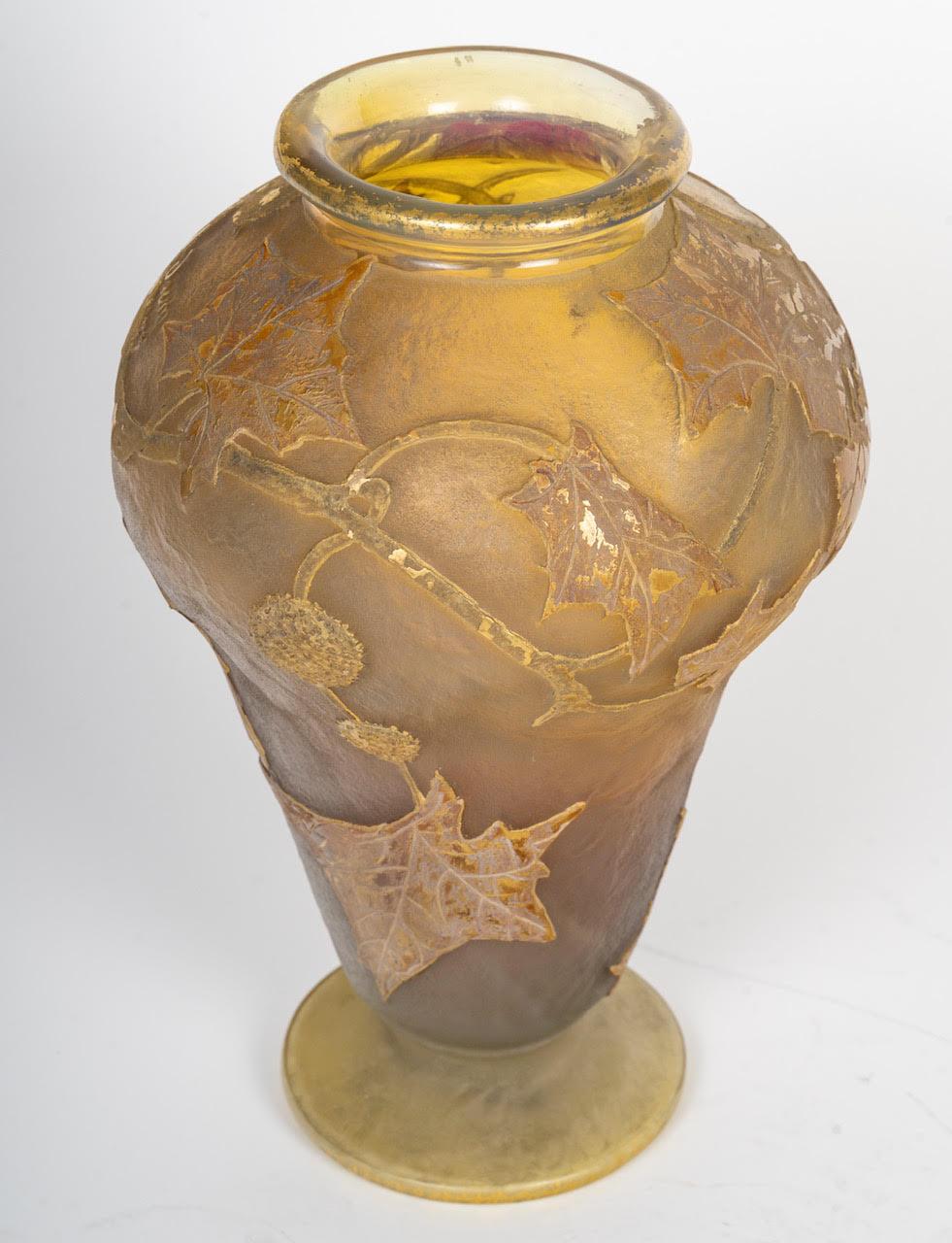Vetro Daum, Vaso di Pâte de Verre di Nancy, Inizio del XX secolo, Art Nouveau. in vendita