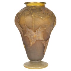 Daum, Jarrón Nancy Pâte de Verre, Principios del siglo XX, Art Nouveau.