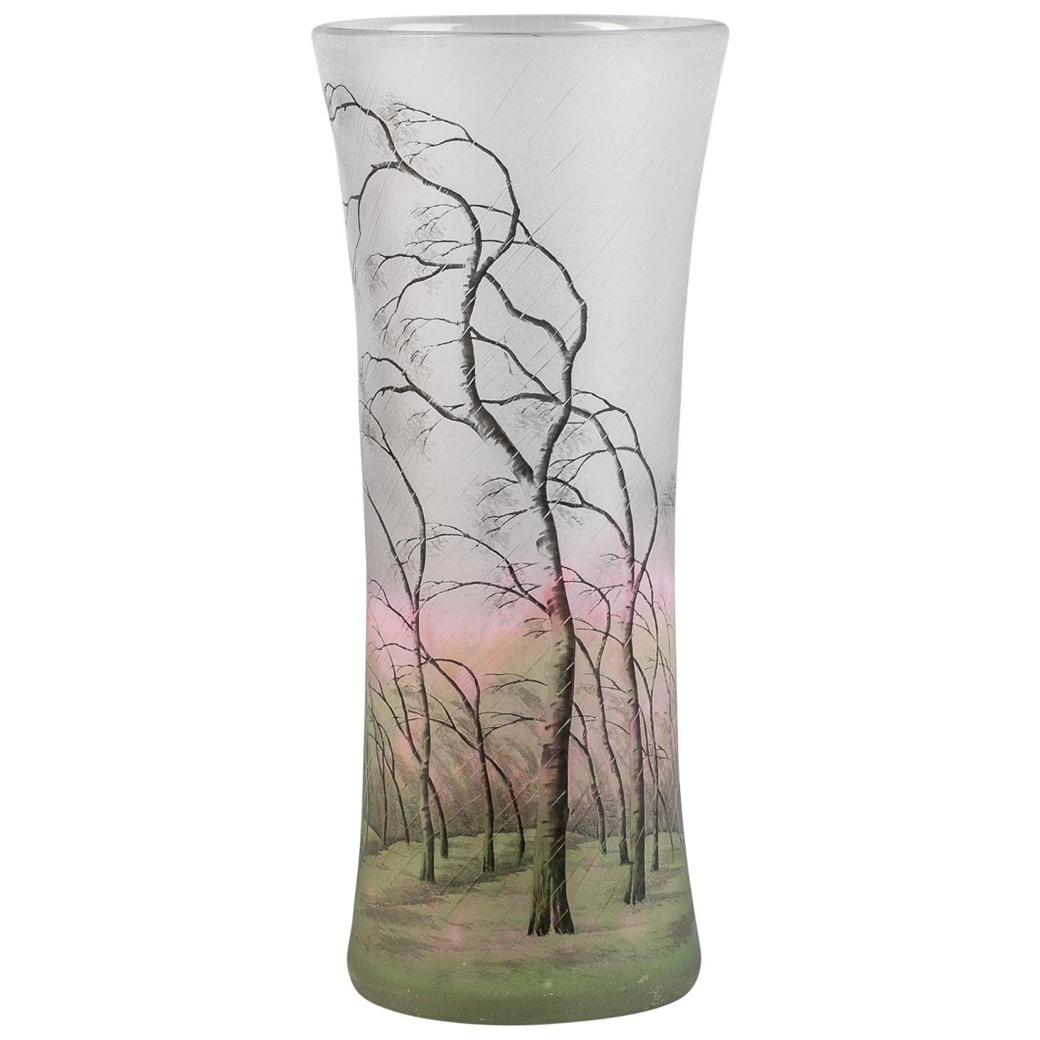 Daum Nancy "Rain Landscape" Vase, circa 1910 For Sale