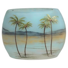 Daum Nancy Rare Miniature Orientalist Landscape Vase with Palm Trees Circa 1900