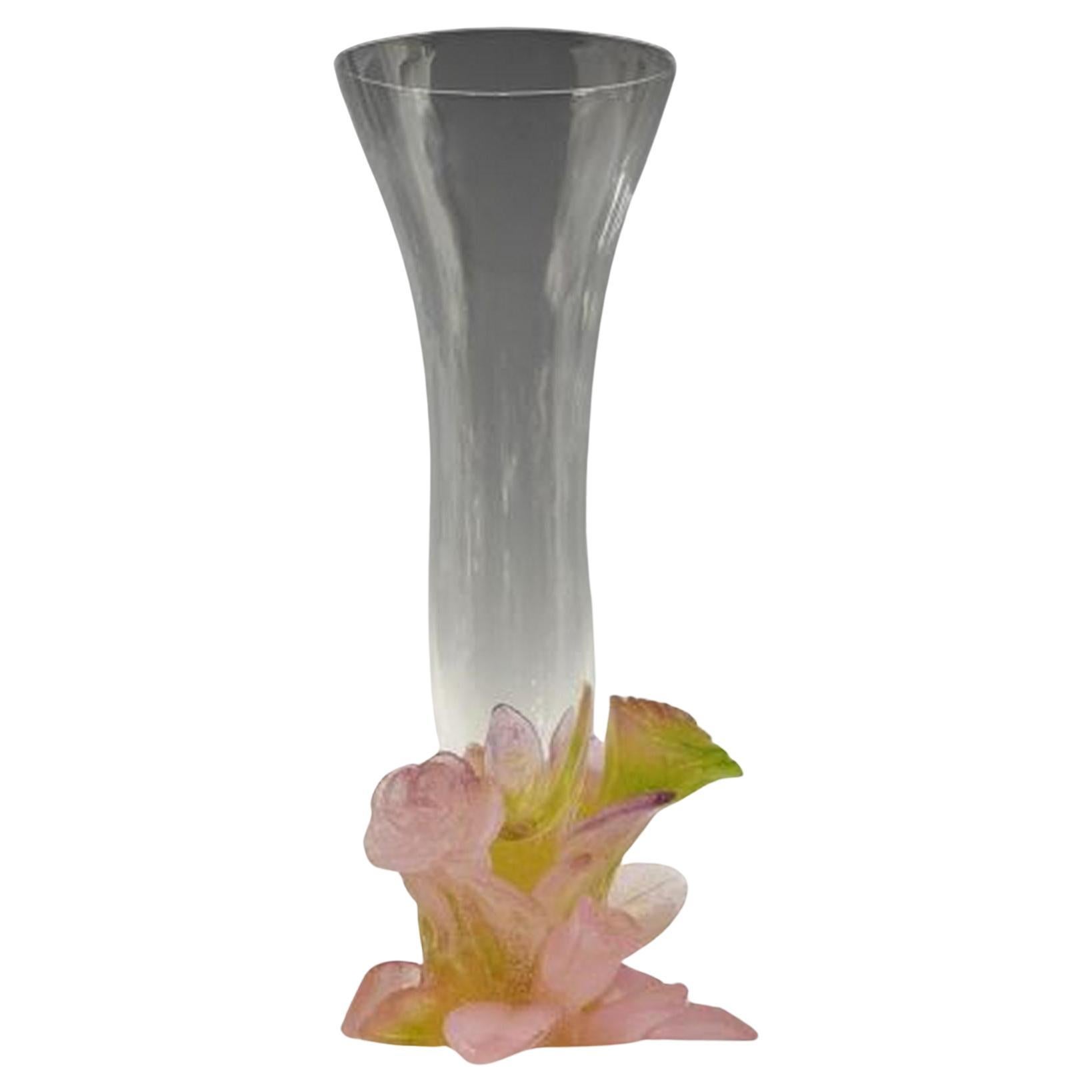 Daum Nancy Soliflor Roses Pate De Verre Art Vase With Box