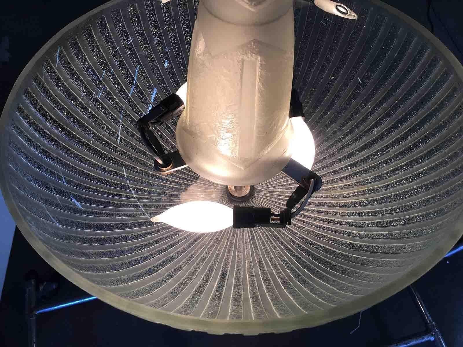 Vetro Lampadario Art Deco Daum stile Nancy in vetro smerigliato in vendita