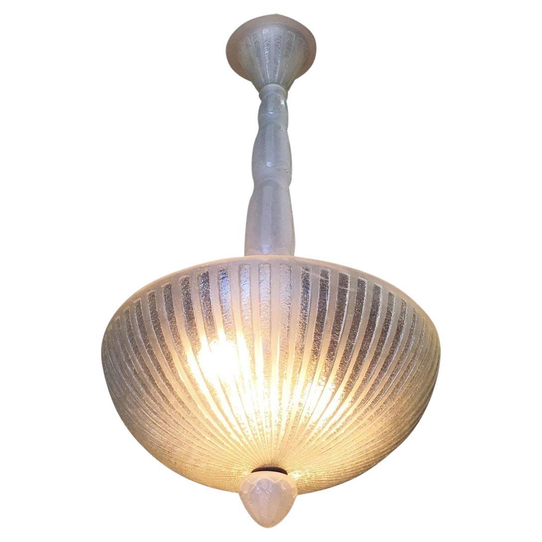 Daum Nancy Style Frosted Glass Art Deco Chandelier