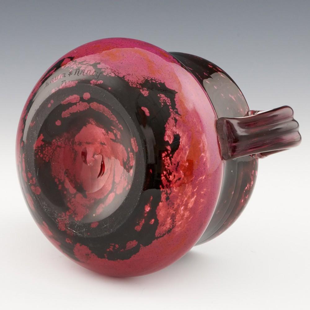 Daum Nancy Twin Handled Cherry and Plum Glass Bowl, 1925-1930 1