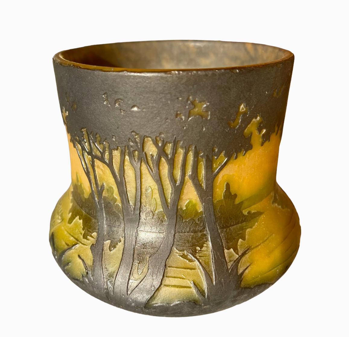 Art Nouveau Daum Nancy - Vase With Lake Decor For Sale