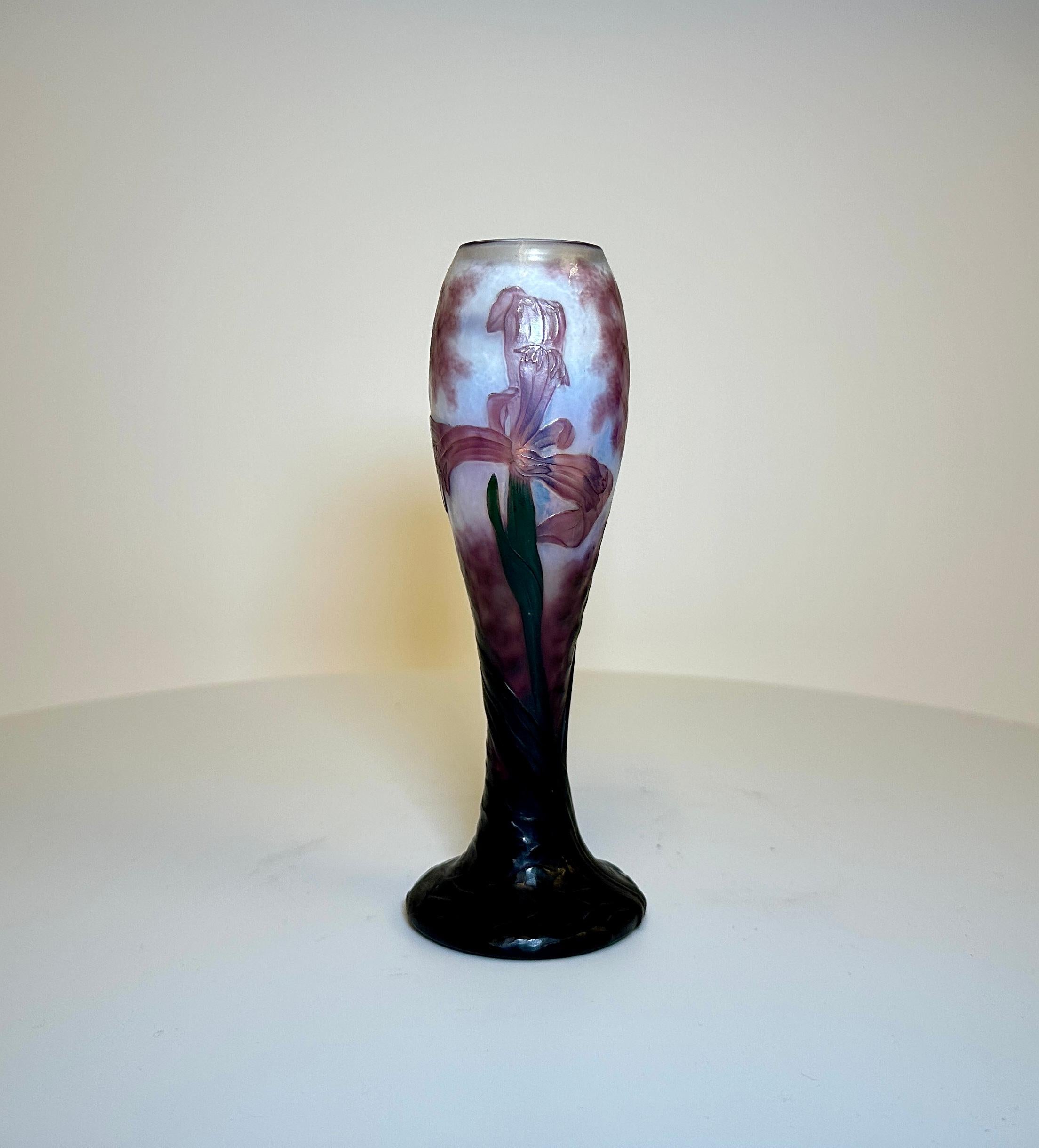 Daum Nancy wheel carved cameo bud vase, circa 1900

Engraved, 