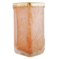 Daum Nancy Wheel Cut Tumbler Vase with Cyclamen Motif