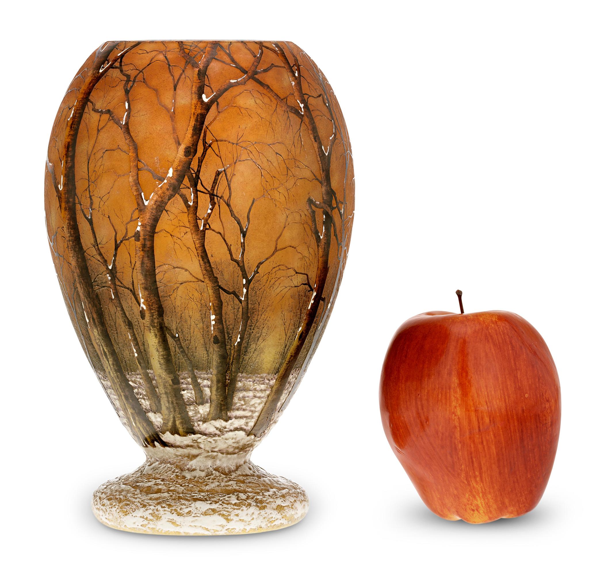Art Déco Vaso Daum A. Winter Landscape in vendita