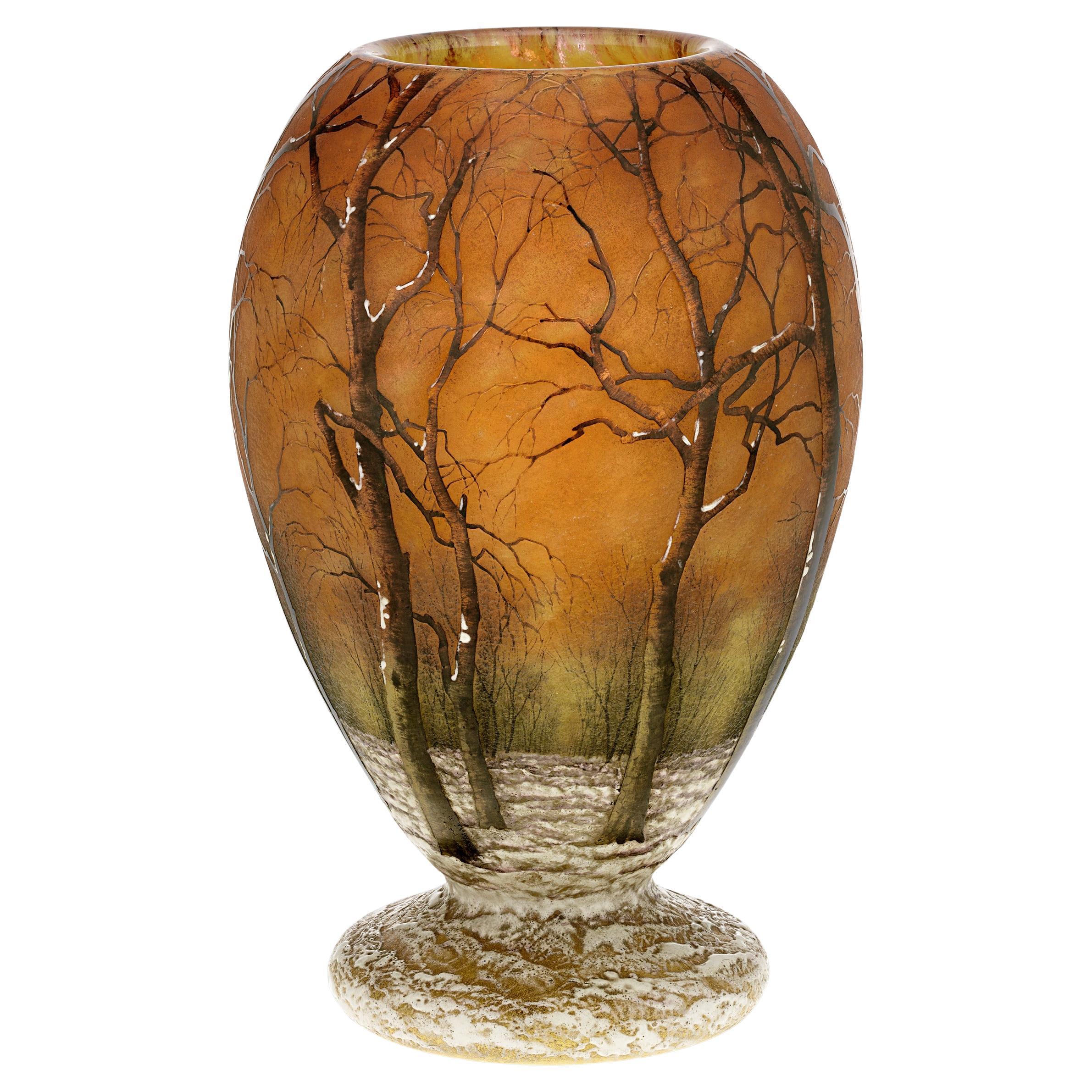 Daum Nancy Winter Landscape Vase
