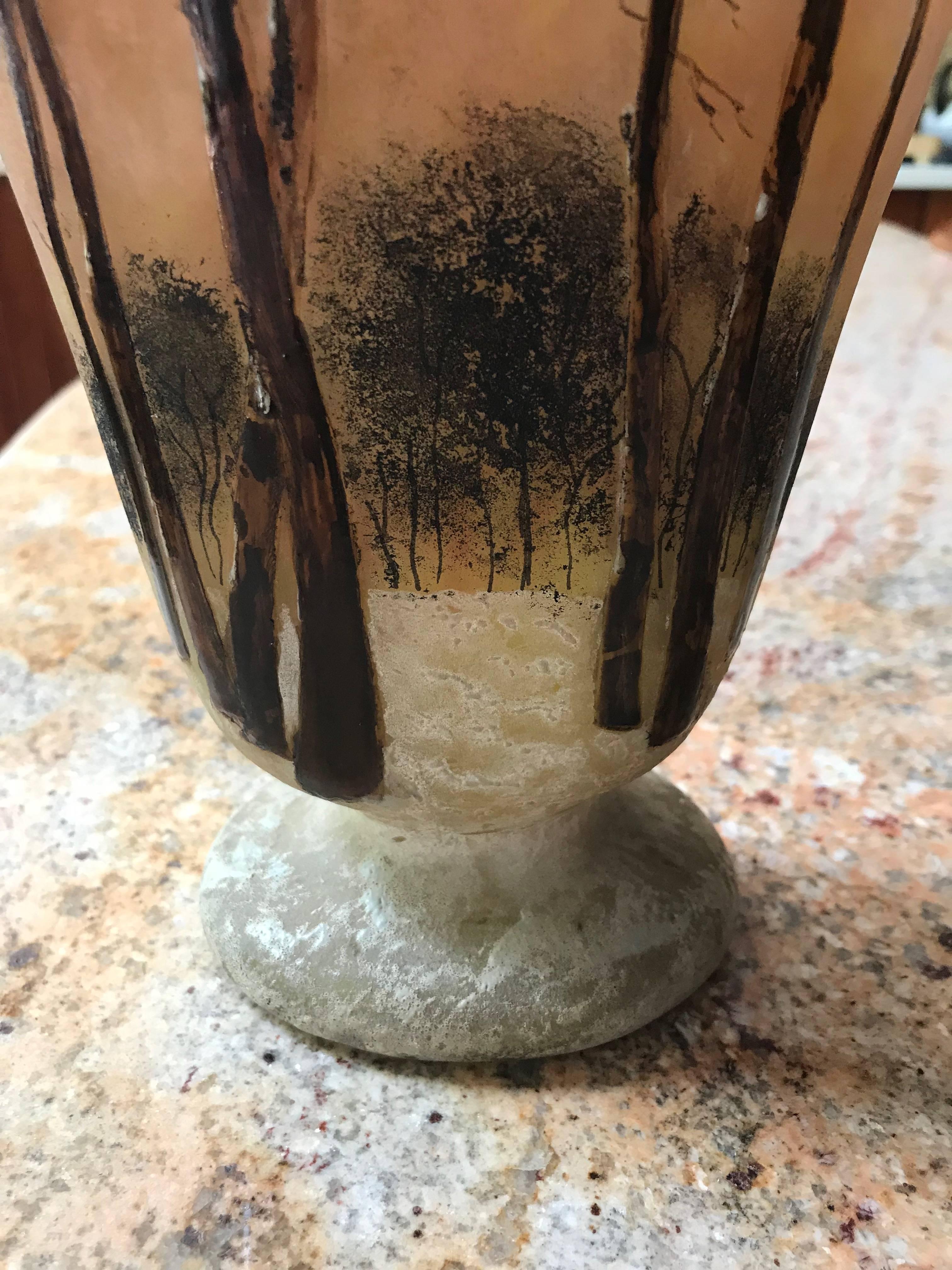 French Daum, Nancy 'Winter Scene' Glass Vase
