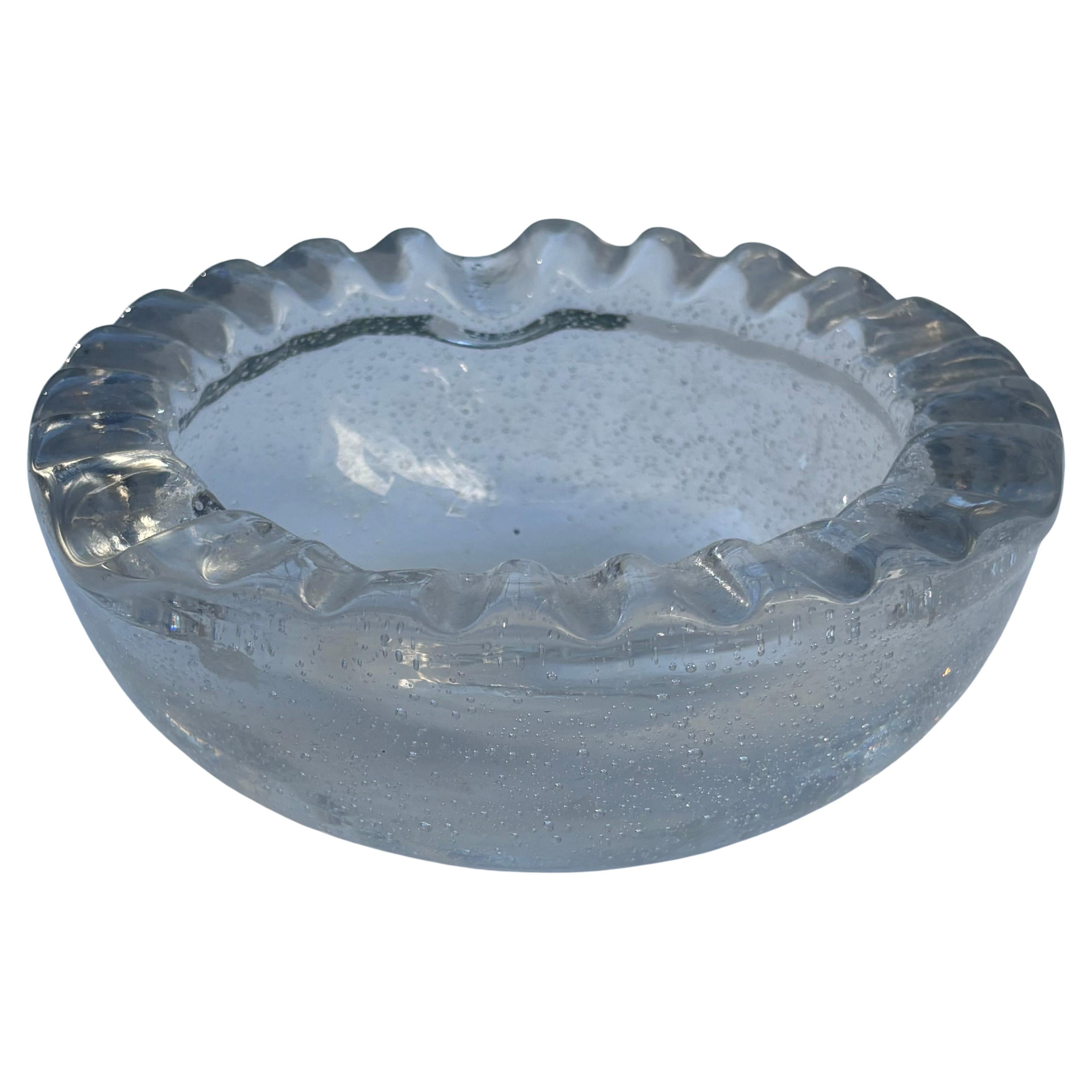 Ciotola / posacenere in vetro a bolle d
aria Daum Nancy con Croix de Lorraine Francia firmato in vendita