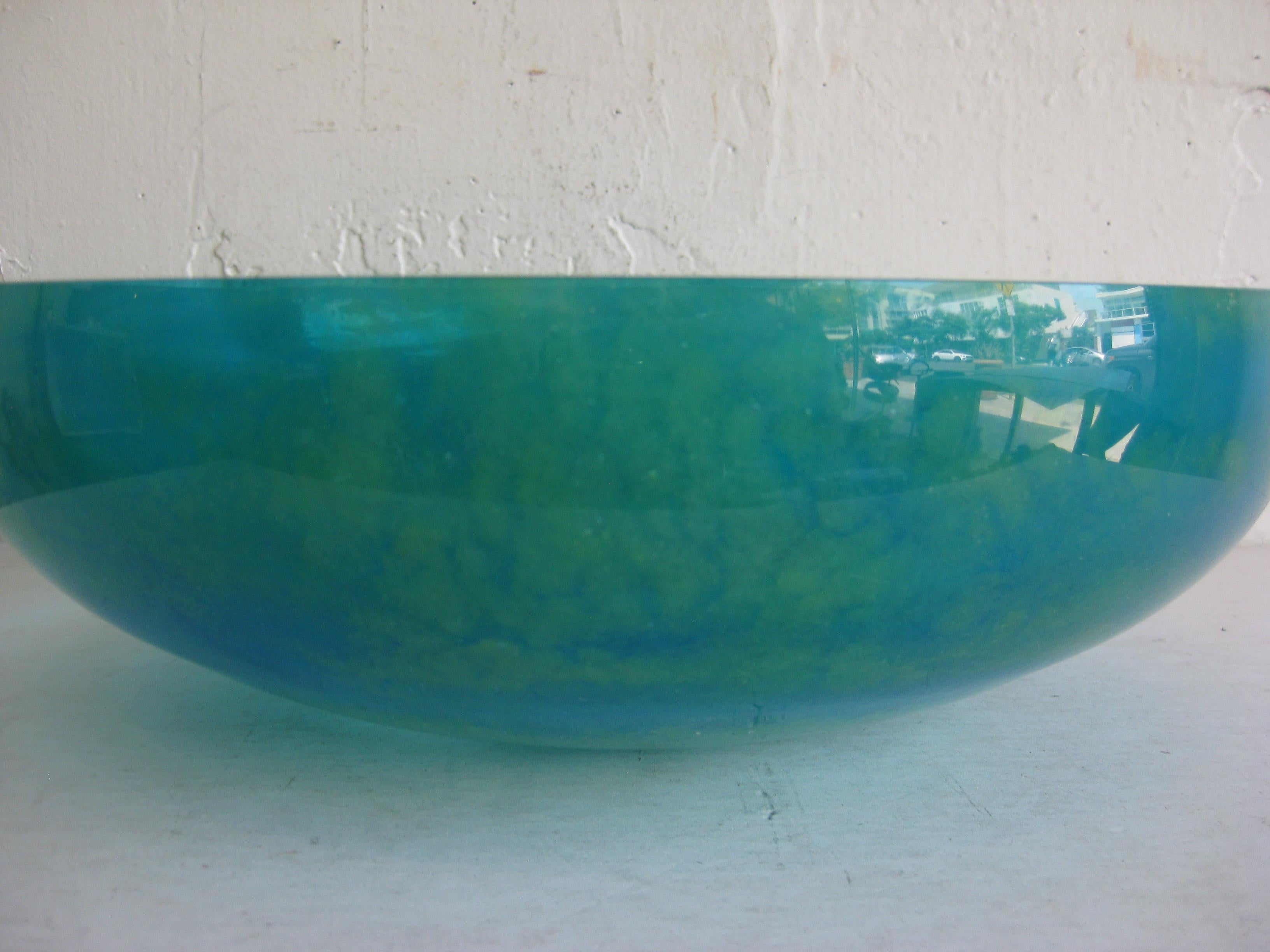 French Daum of France Vibrant Green Pate de Verre Large Glass Centerpiece Bowl Vase For Sale