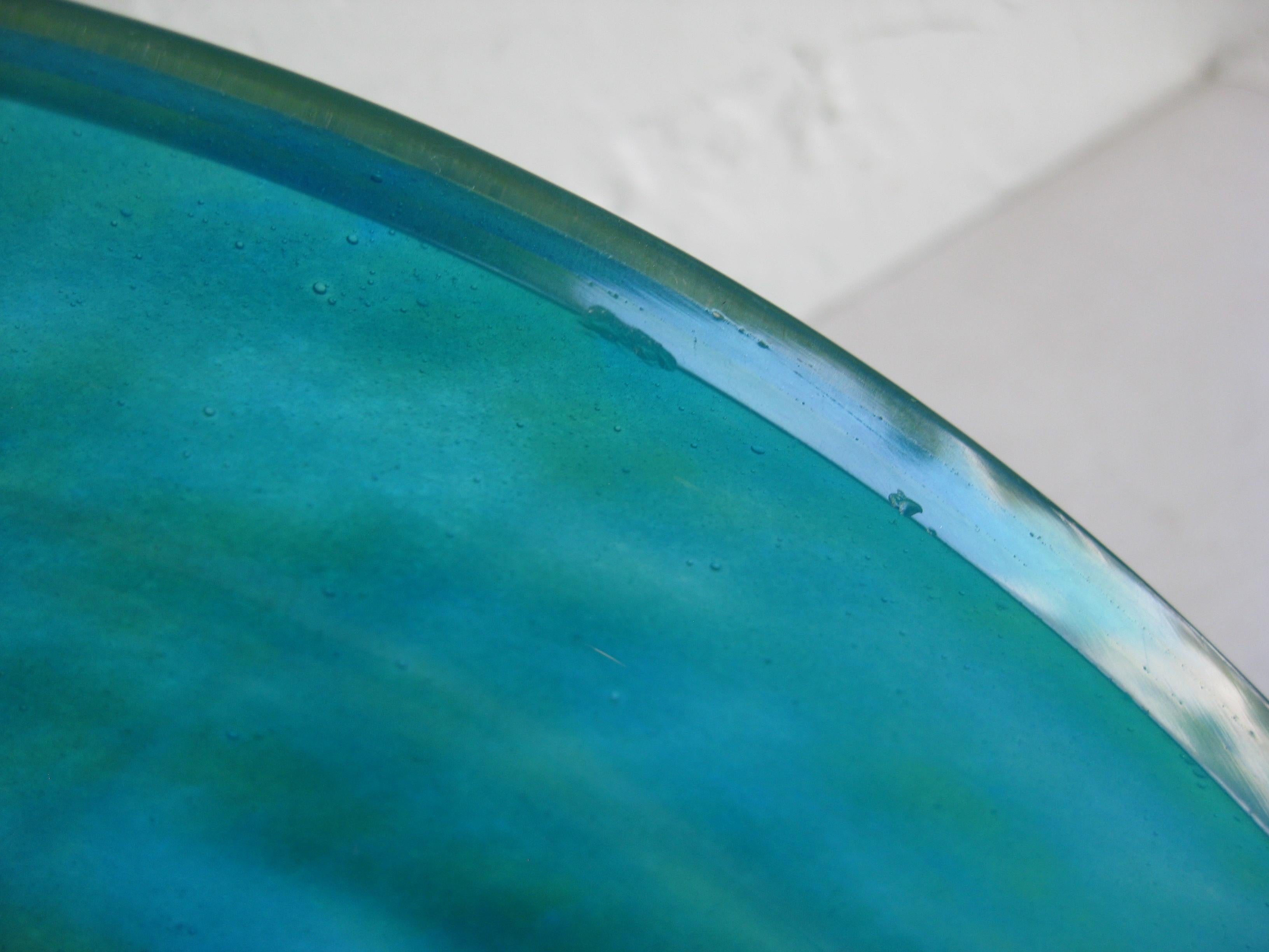Art Glass Daum of France Vibrant Green Pate de Verre Large Glass Centerpiece Bowl Vase For Sale