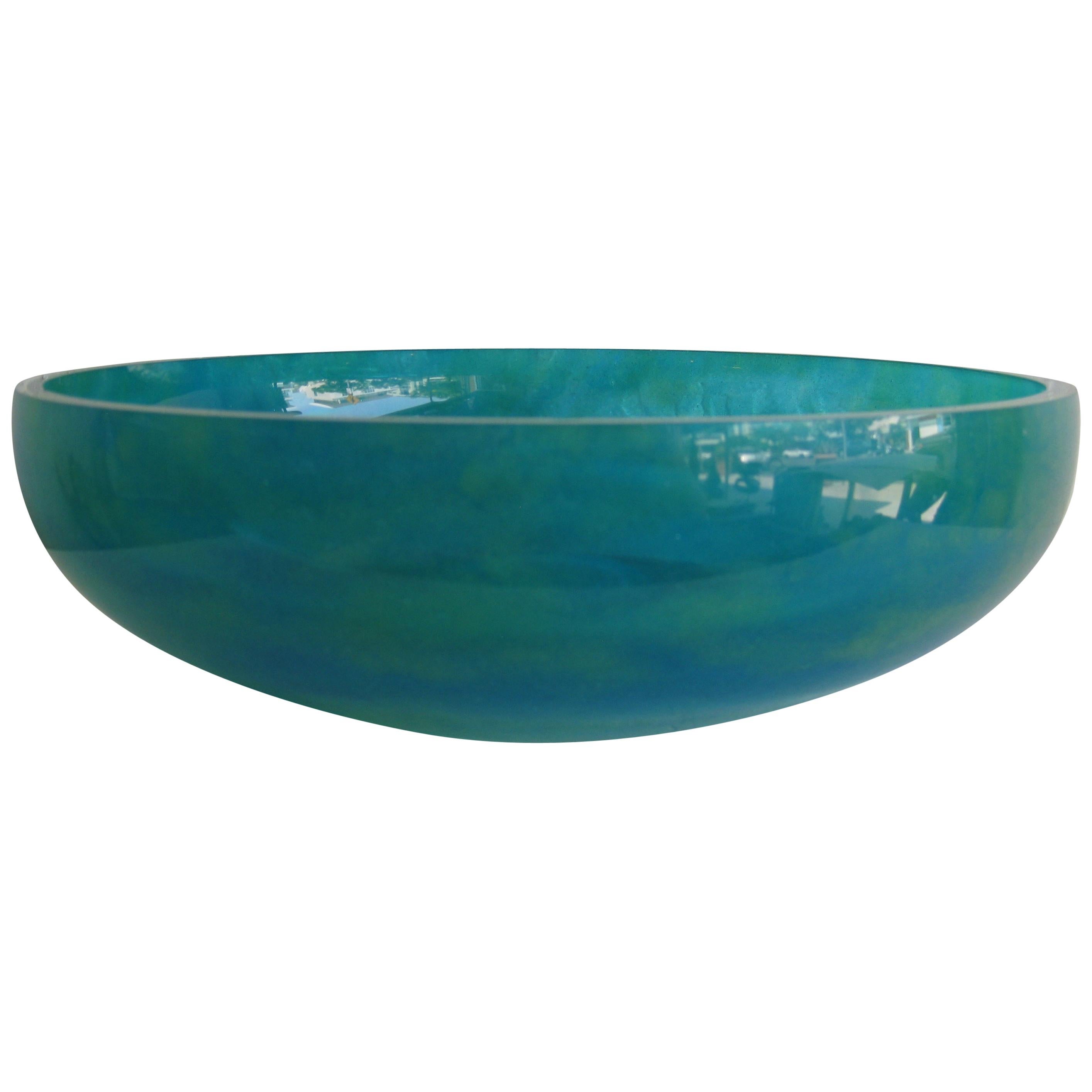 Daum of France Vibrant Green Pate de Verre Large Glass Centerpiece Bowl Vase