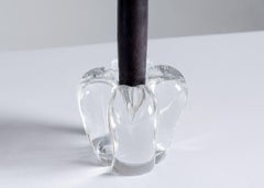 Paar Kristall-Kerzenhalter von Daum, Frankreich, 20. Jahrhundert